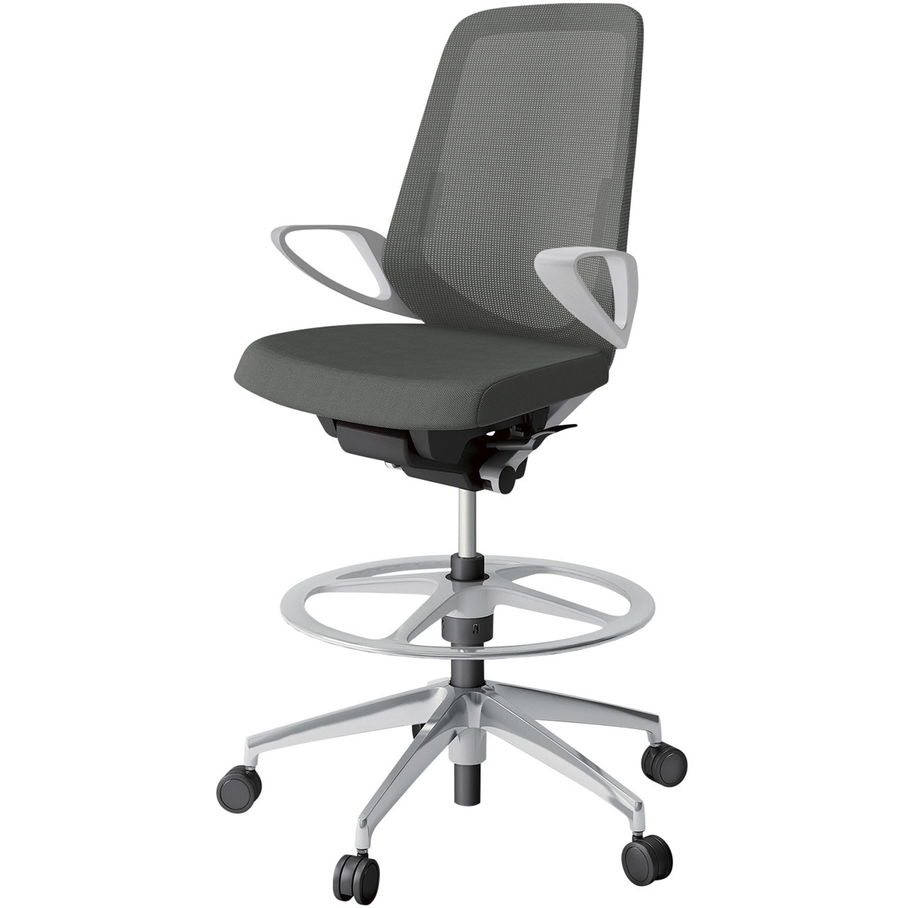 KJ-156JVP-ZNC3 ノートチェア ハイポジションタイプ ハイバック 固定肘 ランバーサポート付 メッシュJV アルミ脚<配送時組立サービス付> 1台 イトーキ 【通販モノタロウ】