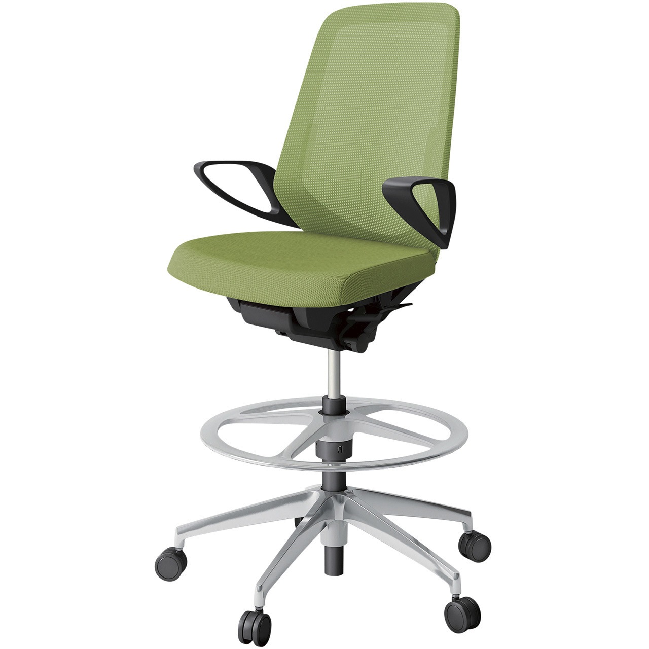 KJ-156JVP-ZTQ7 ノートチェア ハイポジションタイプ ハイバック 固定肘 ランバーサポート付 メッシュJV アルミ脚<配送時組立サービス付> 1台 イトーキ 【通販モノタロウ】