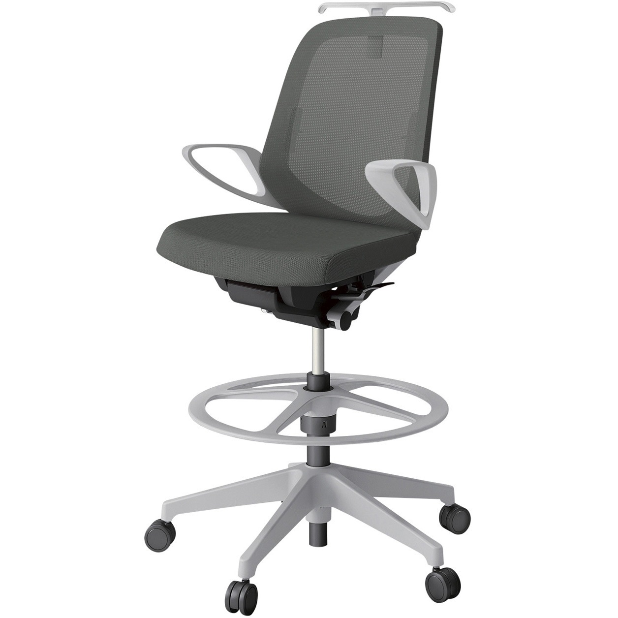 KJ-166JVHP-GNC3 ノートチェア ハイポジションタイプ ローバック 固定肘 ハンガー ランバーサポート付 メッシュJV 樹脂脚<配送時組立サービス付> 1台 イトーキ 【通販モノタロウ】