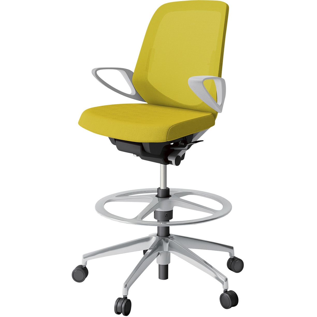 KJ-166JVP-ZNU5 ノートチェア ハイポジションタイプ ローバック 固定肘 ランバーサポート付 メッシュJV アルミ脚<配送時組立サービス付> 1台 イトーキ 【通販モノタロウ】