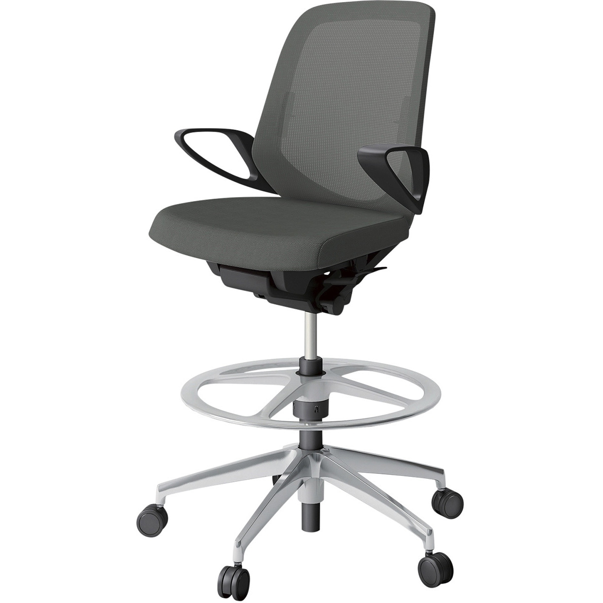 KJ-166JVP-ZTC3 ノートチェア ハイポジションタイプ ローバック 固定肘 ランバーサポート付 メッシュJV アルミ脚<配送時組立サービス付> 1台 イトーキ 【通販モノタロウ】