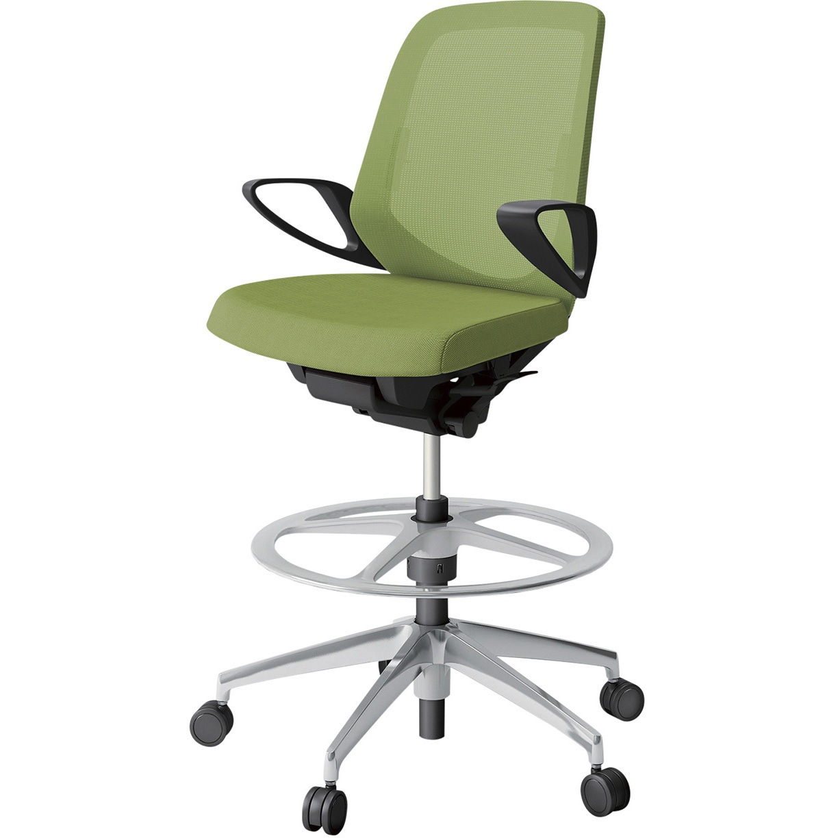 KJ-166JVP-ZTQ7 ノートチェア ハイポジションタイプ ローバック 固定肘 ランバーサポート付 メッシュJV アルミ脚<配送時組立サービス付> 1台 イトーキ 【通販モノタロウ】