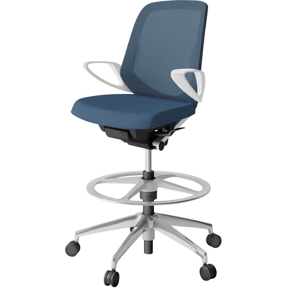 KJ-166JVP-ZWN3 ノートチェア ハイポジションタイプ ローバック 固定肘 ランバーサポート付 メッシュJV アルミ脚<配送時組立サービス付> 1台 イトーキ 【通販モノタロウ】