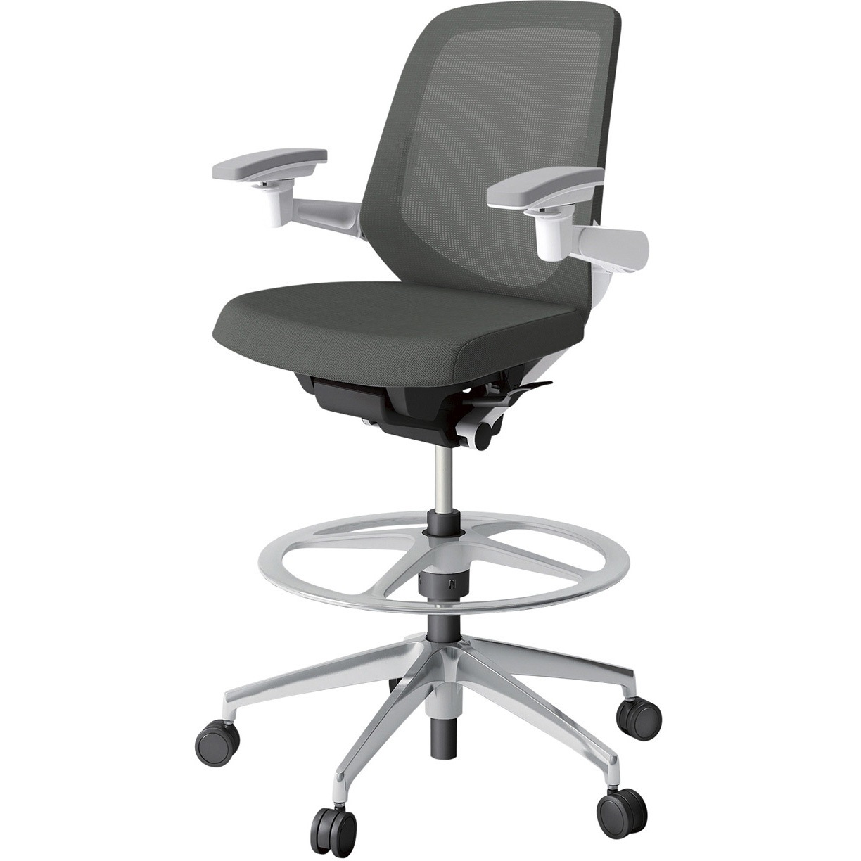 KJ-167JVP1ZWC3 ノートチェア ハイポジションタイプ ローバック 可動肘 ランバーサポート付 メッシュJV アルミ脚<配送時組立サービス付> 1台 イトーキ 【通販モノタロウ】