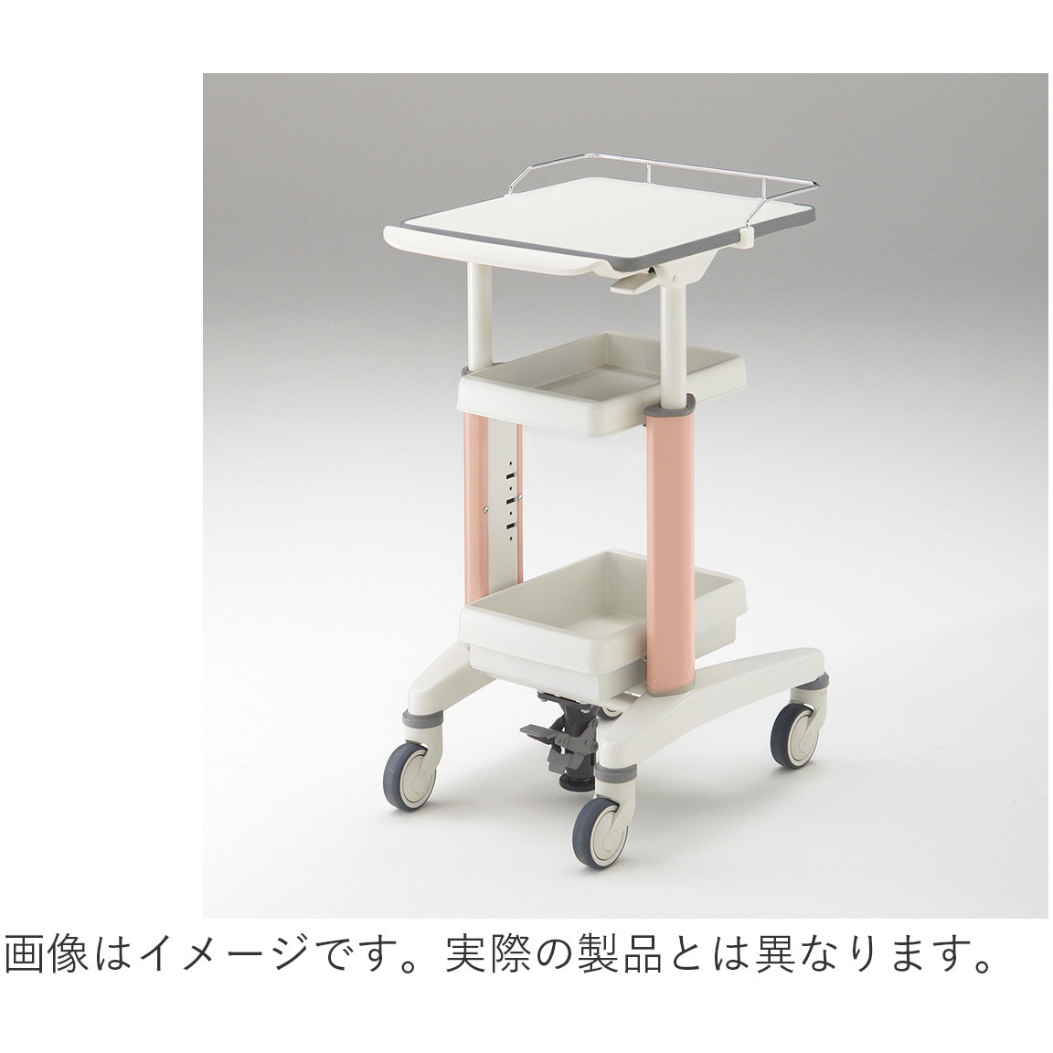 NKT-512W91-92M8 メディワークカート 天板昇降(ソフトエッジ)・固定トレイ2段<配送時組立サービス付> イトーキ 幅470mm奥行645mm高さ840mm  NKT-512W91-92M8