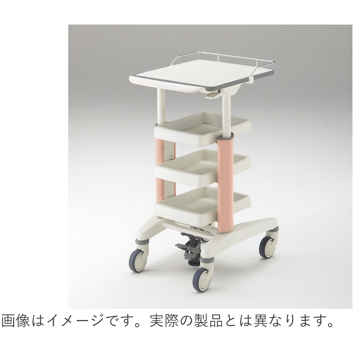 NKT-513W91-92M8 メディワークカート 天板昇降(ソフトエッジ)・固定トレイ3段<配送時組立サービス付> イトーキ 幅470mm奥行645mm高さ840mm  NKT-513W91-92M8