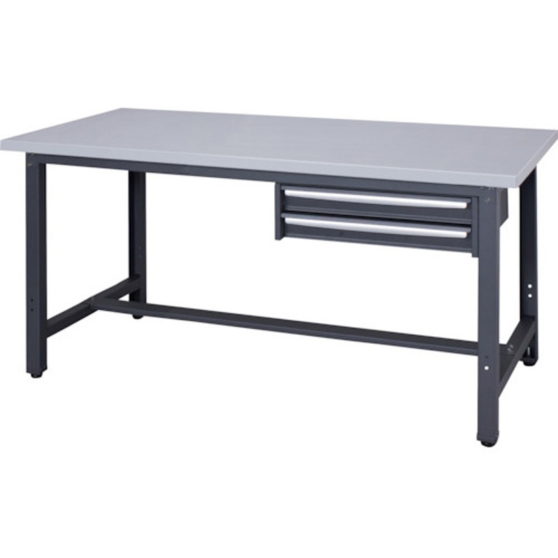 WZS-15752 スチール天板作業台 2段引出付き ダイシン 脚ブラック色 ライトグレー 対応 間口1500mm奥行750mm高さ735mm  WZS-15752