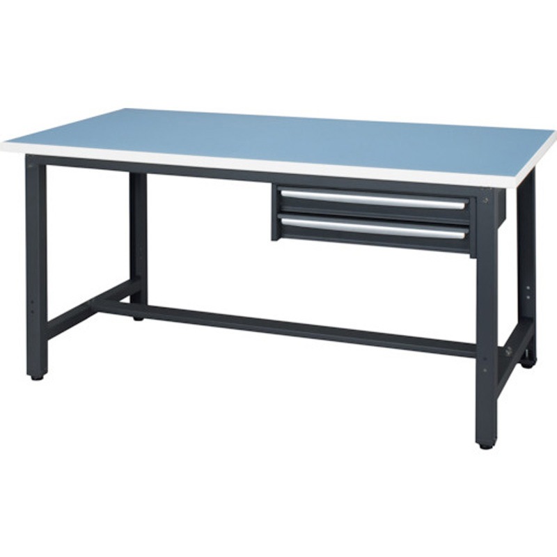 WZR-15752 ロンリューム天板作業台 2段引出付き ダイシン 脚ブラック色 ブルー 対応 間口1500mm奥行750mm高さ735mm  WZR-15752 82,390円