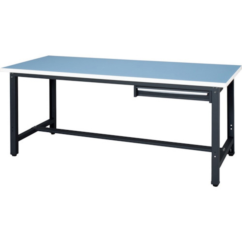 WZR-18751 ロンリューム天板作業台 1段引出付き ダイシン 脚ブラック色 ブルー 対応 間口1800mm奥行750mm高さ735mm  WZR-18751
