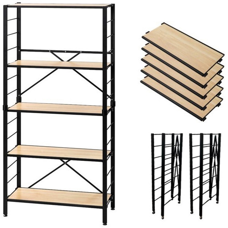 KRSR-5 組立簡単2ステップ! 連結スチールラック アイリスオーヤマ ナチュラルオーク色   KRSR-5