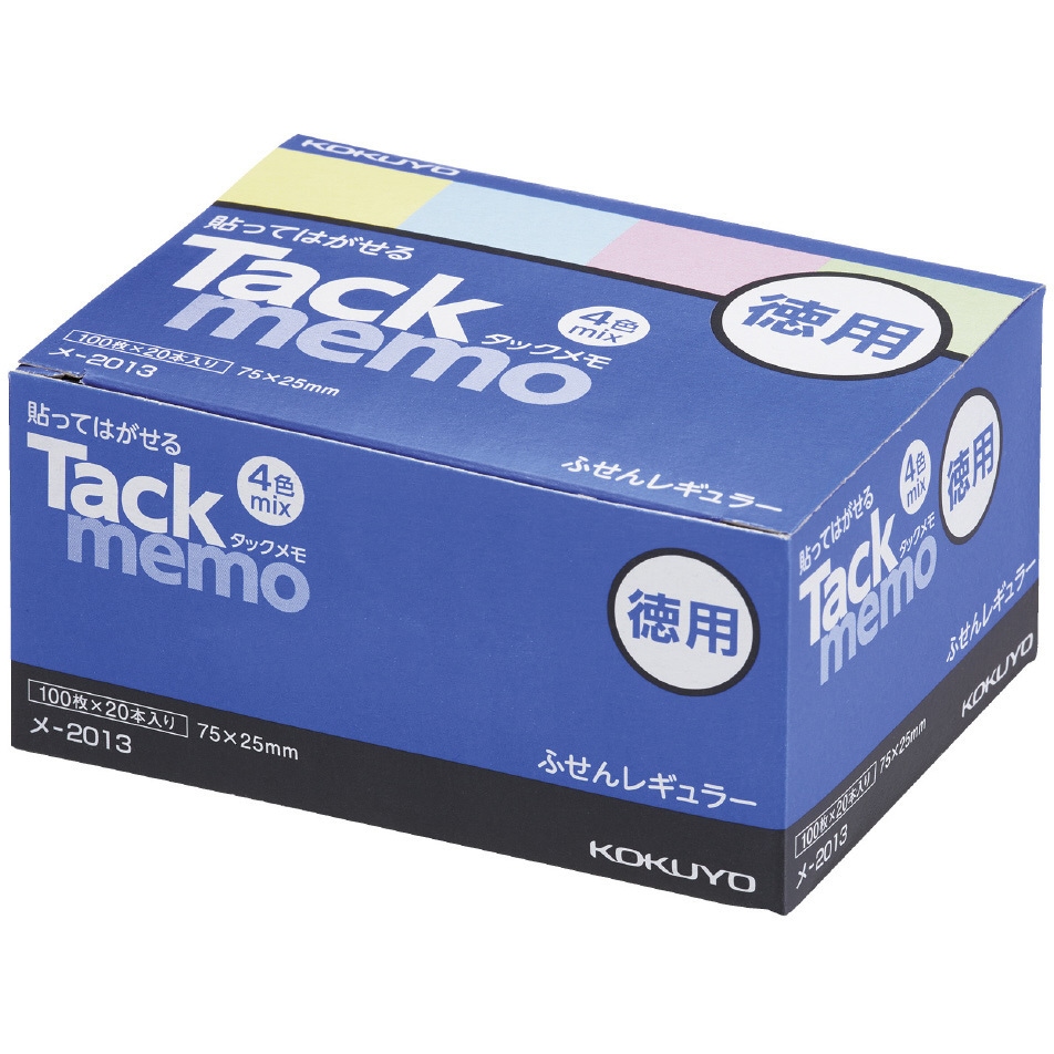 メ-2013 タックメモ お徳用 付箋タイプ レギュラー コクヨ 4色