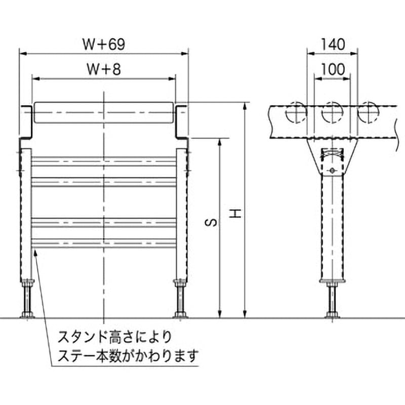 セントラル ローラコンベヤ用スタンド IC型 1000S×200W用 ( IC-1000-20 ) セントラルコンベヤー(株) IC型スタンド（軽・中荷重用） | セントラルコンベヤー株式会社