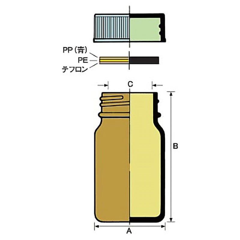 0601-08 軽量規格瓶(褐色) マルエム(理化学・容器) 50.0mL 種別