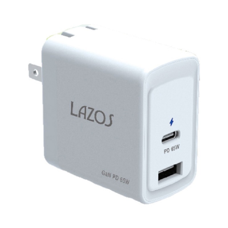 L-AC-G65 窒化ガリウムAC充電器 2口 C PD +Aポート 6個セット L-AC-Gシリーズ 1ケース(6個) Lazos 【通販モノタロウ】