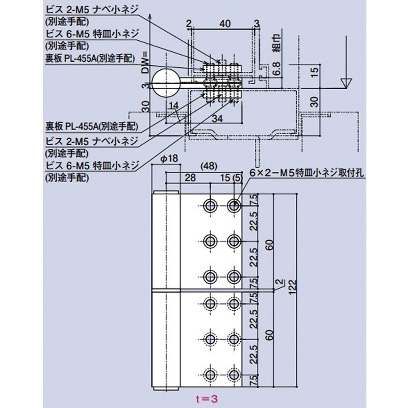 SD-583B 面付122丁番 1枚 キンマツ 【通販モノタロウ】