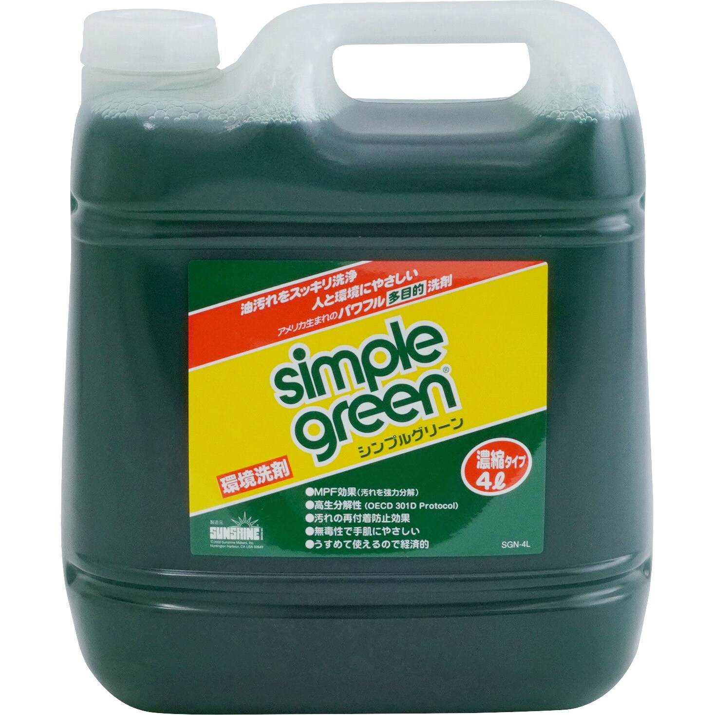 Sgn 4l シンプルグリーン Simple Green 液性 弱アルカリ性 詰替 Sgn 4l 1本 4l 通販モノタロウ