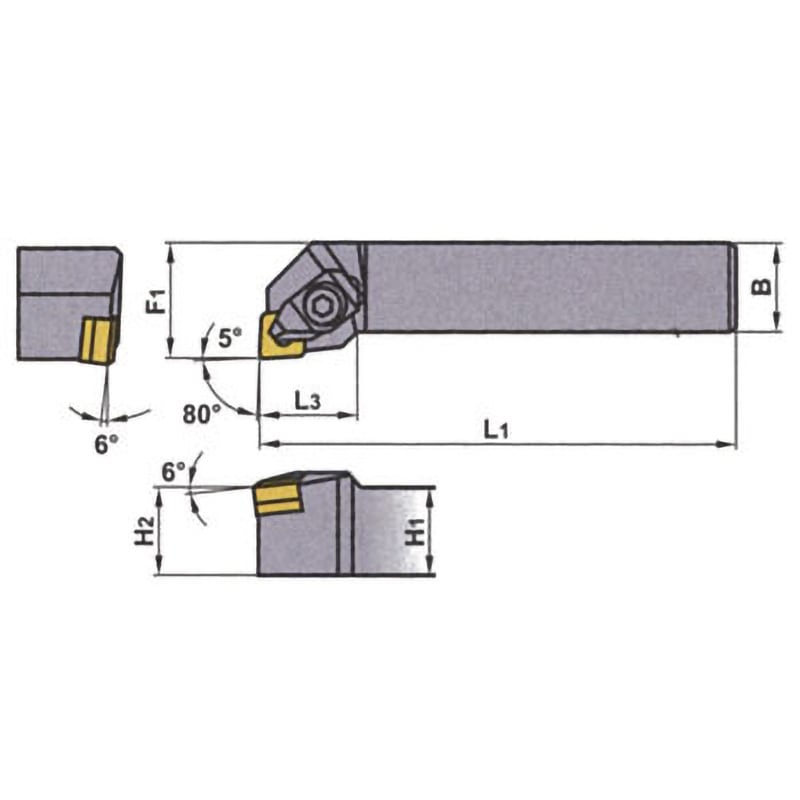 三菱マテリアル バイト DCLNR2020K12 (外径加工) 三菱マテリアル ダブルクランプバイト DCLNR2020K12 外径・端面加工用