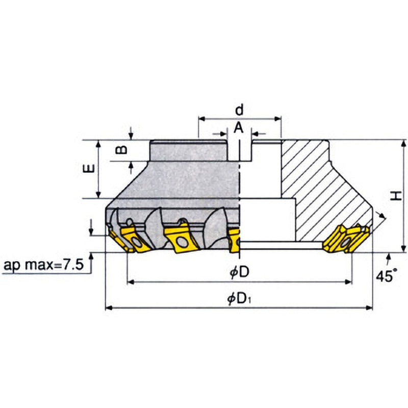 イスカル タングミル F45LN D100-08-31.75-R-N15 イスカル タングミルカッターF90LN D100-08-31.75-R-N15(旋削
