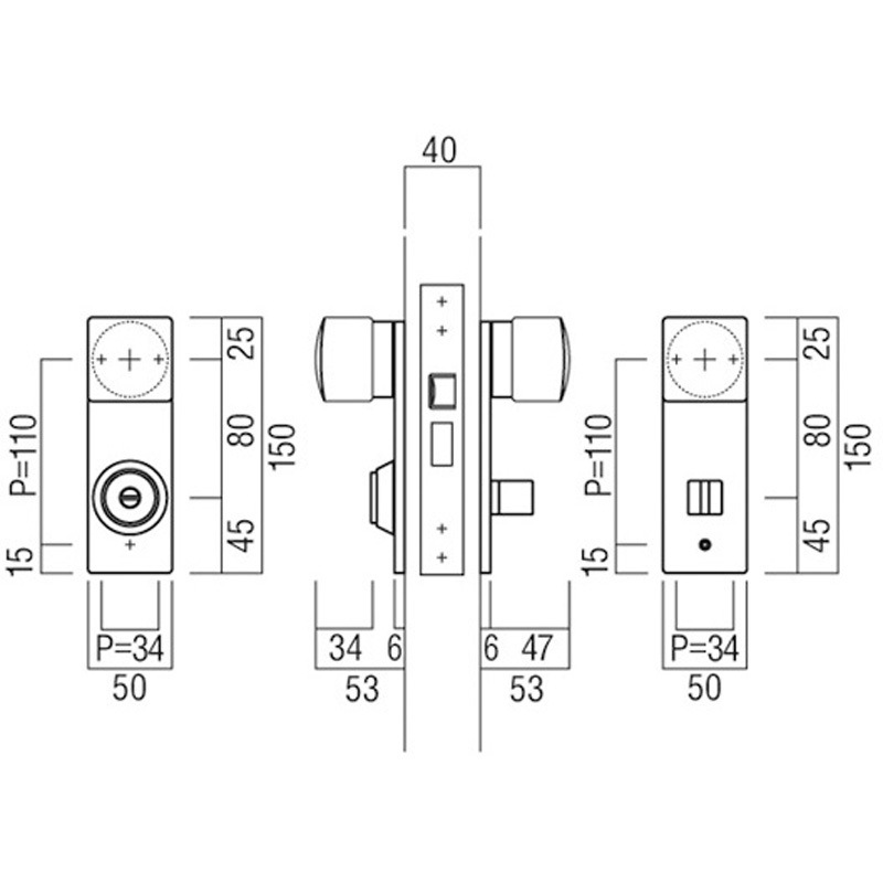 角型ドアノブ UK789-001 UK789 UNION(ユニオン) 50×53×150サイズ 1組