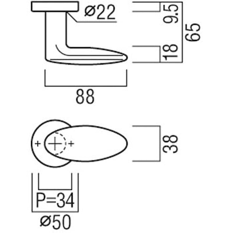 レバーハンドル UL446-003 UL446 UNION(ユニオン) 88×50×65サイズ 1組