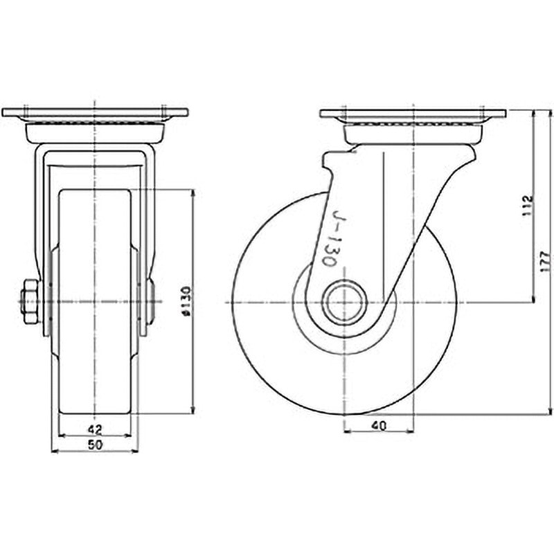 WJ-130MCA ゴールドキャスターWJ(MCナイロン) 東正車輛 中荷重タイプ 自在車 許容荷重250daN 取付高177mm  WJ-130MCA 7,918円