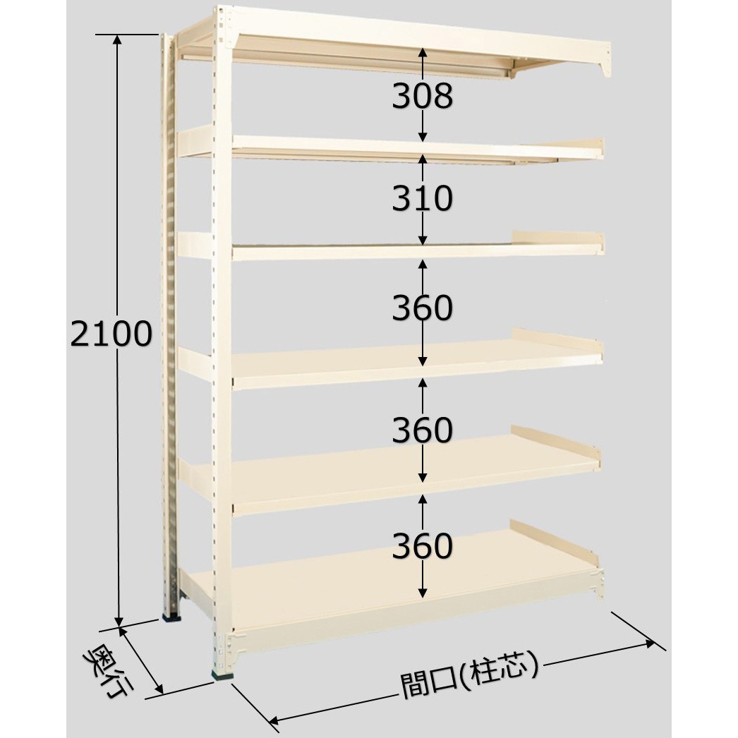 BW-2726R 中量棚BW型 連結 サカエ スチール ベージュ色 荷重500kg/段 6