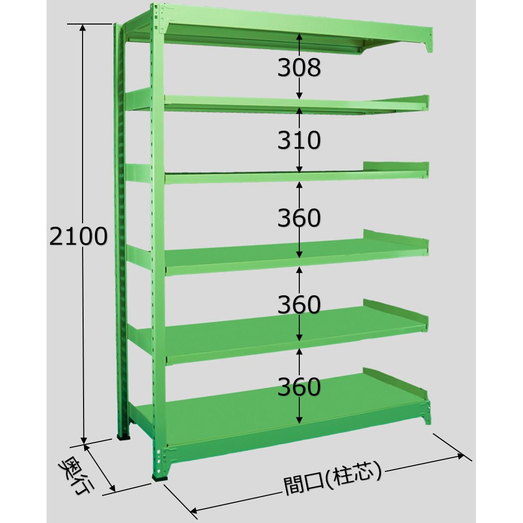 B-2356R 中量棚B型 連結 サカエ スチール 荷重500kg/段 グリーン色 6段 高さ2100mm  B-2356R