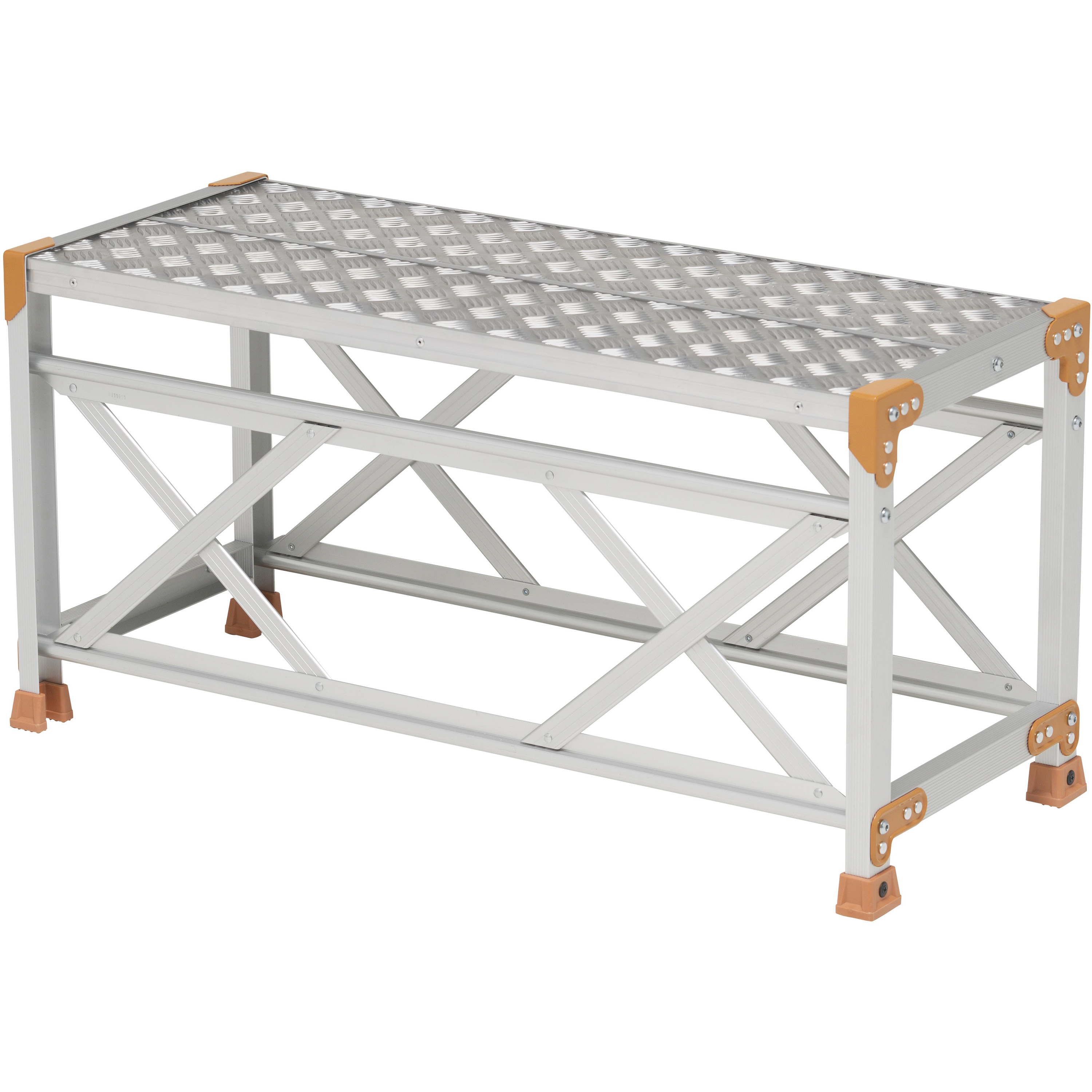 FGC-1X50 Danchi(ダンチ) 作業台 1段 FGC (踏面:縞板タイプ) ピカコーポレイション アルミ合金 組立式 天板高さ0.5m