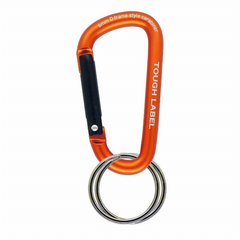 MC-316 タフレーベル アルミカラビナ リング付 中林製作所 オレンジ色