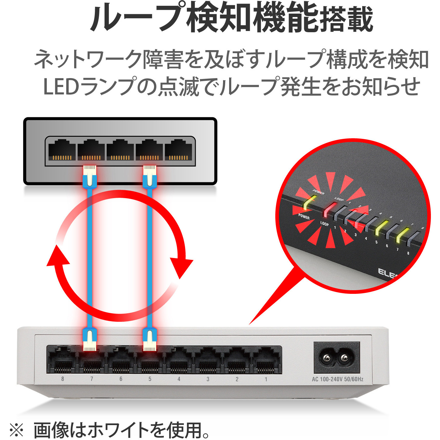 [付属品 欠品]エレコム スイッチングハブ 8ポートEHB-UG2B08-PL2 エレコム スイッチングハブ 8ポート ギガ LANハブ 金属筐体 電源