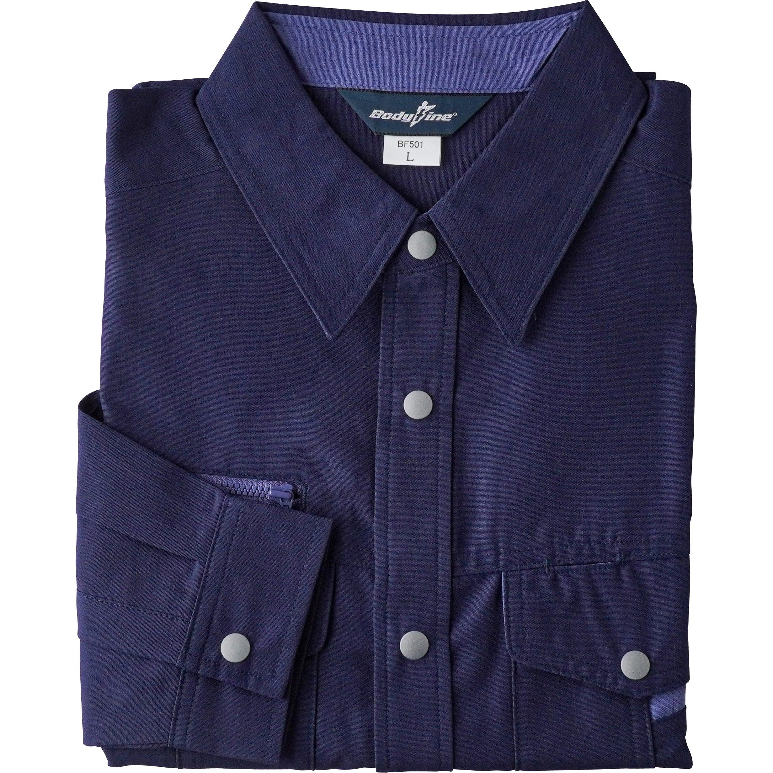 BF-501 BF-501 ボディファイン 年間用長袖シャツ (男女兼用) アルトコーポレーション ネイビー色 L着丈76cm