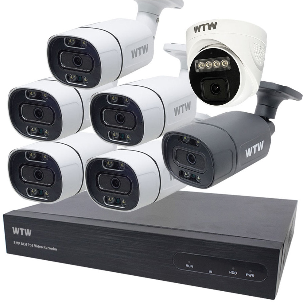 WTW 防犯カメラ 5MP PoE LANケーブル付 最新ハイスペック 500万画素XPoE 4ch録画機・カメラ 4台セット
