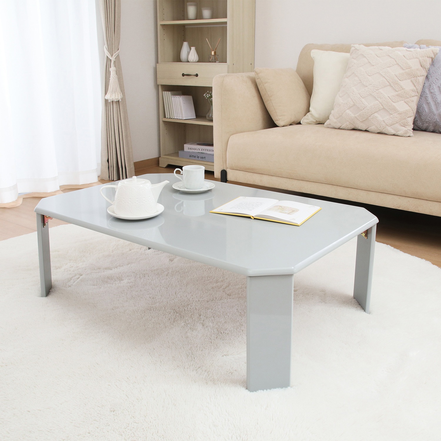 38707 UVローテーブル ルーチェ 90ライトグレー(428C) 不二貿易 高さ