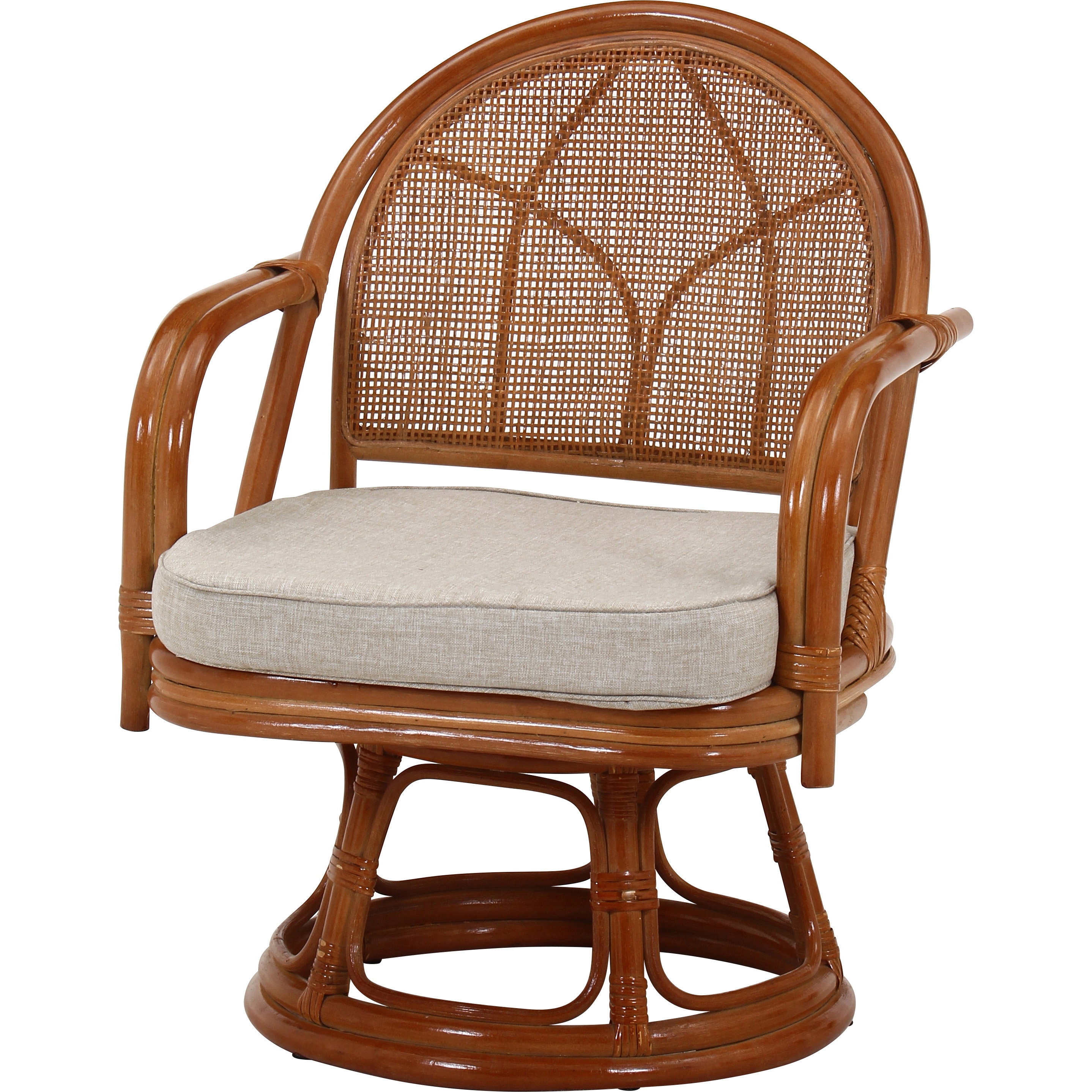 61872 ラタン 回転チェア(ミドル) LBR-KD 1PC梱包 不二貿易 外寸法510×540×680mm