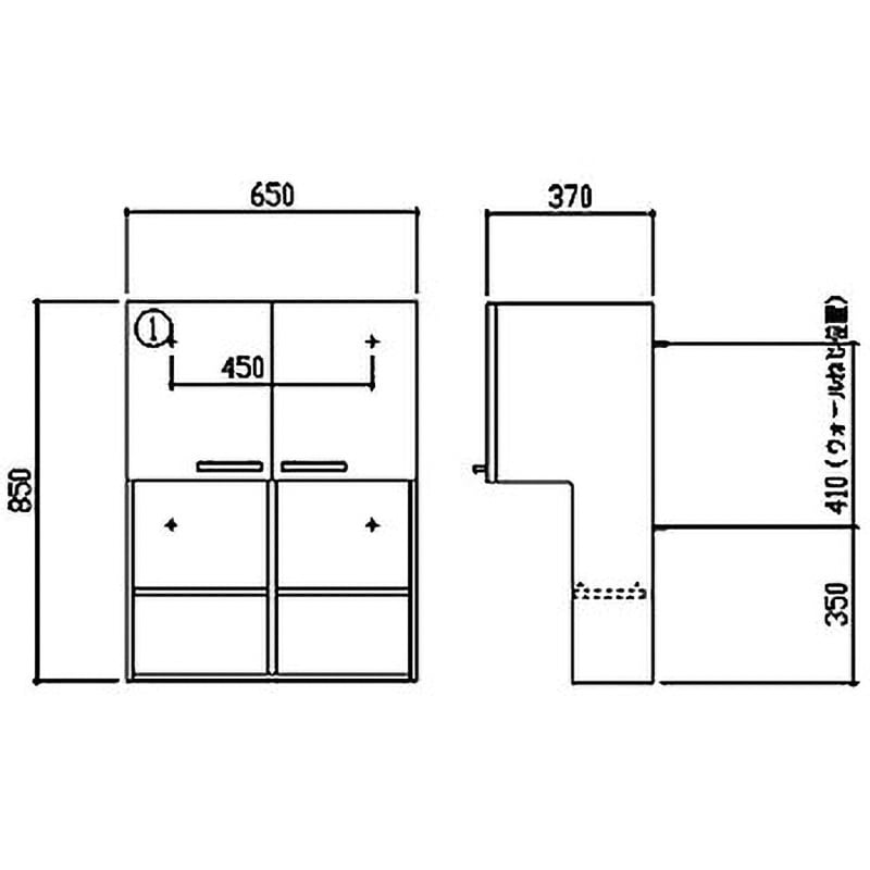 LWA650A Vシリーズ洗濯機用ウォールキャビネット 1個 TOTO 【通販モノタロウ】