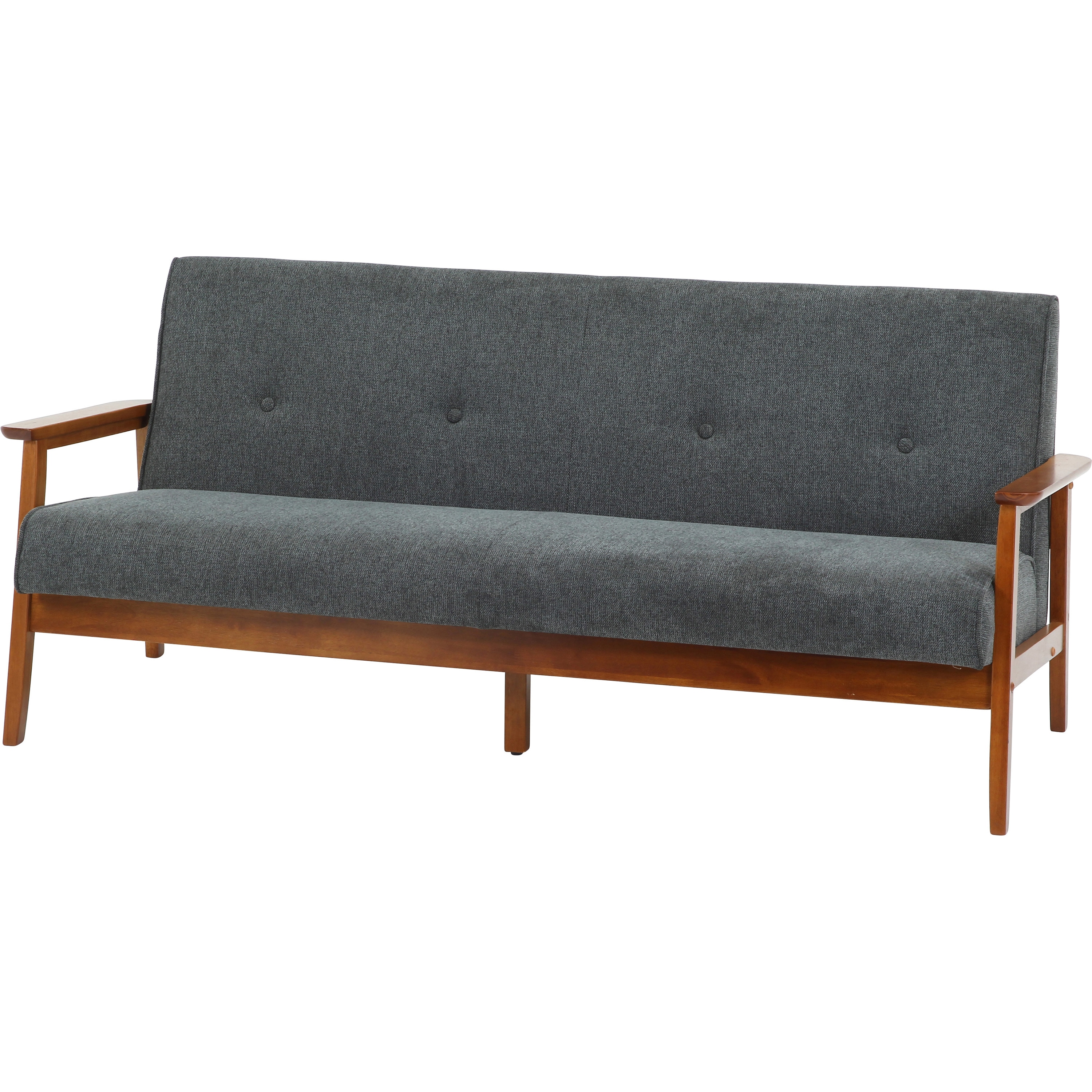 71736 厚手ファブリックソファ ミート 3P GY 不二貿易 外寸法1660×720×700mm