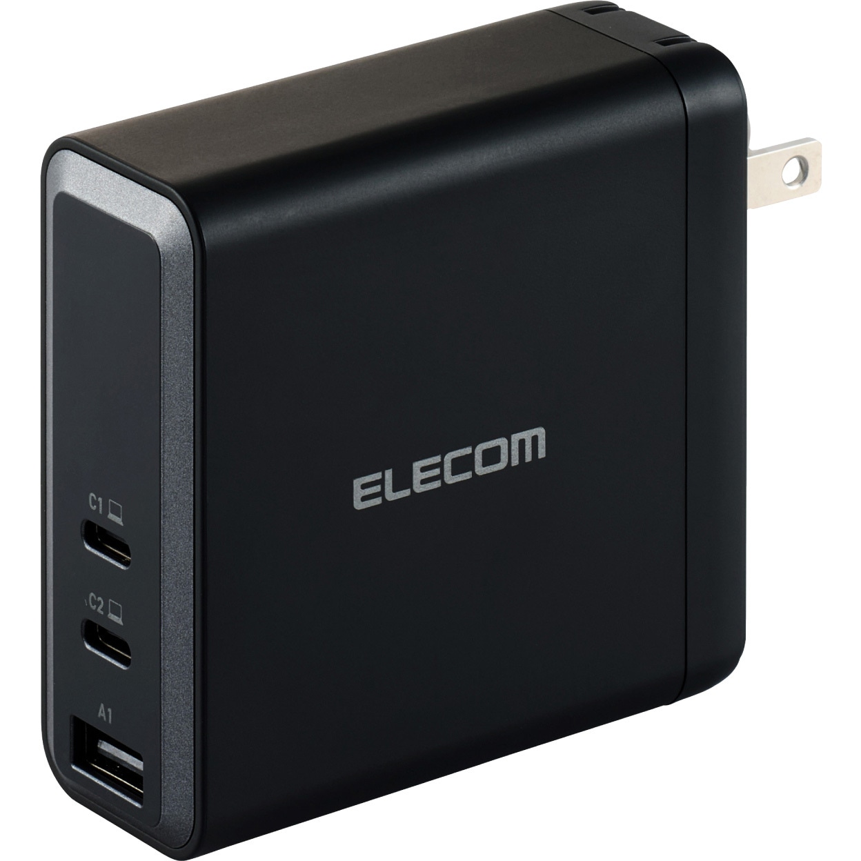 EC-AC96140BK USB Type-C 充電器 PD EPR 140W USB-C×2 USB-A×1 折りたたみプラグ GaN II Plus採用 エレコム ブラック色