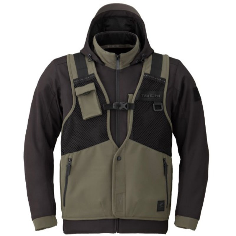 RSJ347 オーバーラップ メッシュパーカ RSタイチ 色BLACK/KHAKI サイズS  RSJ347