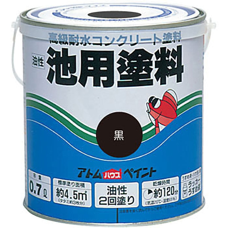 油性池用塗料 アトムハウスペイント 耐水 黒色 1缶(0.7L) 【通販
