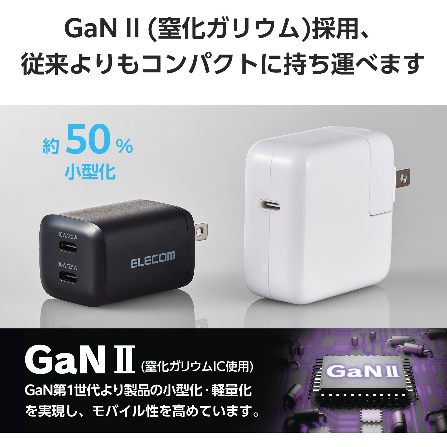 EC-AC9430WH USB Type-C コンセント 充電器 PD 30W PPS USB-C×2