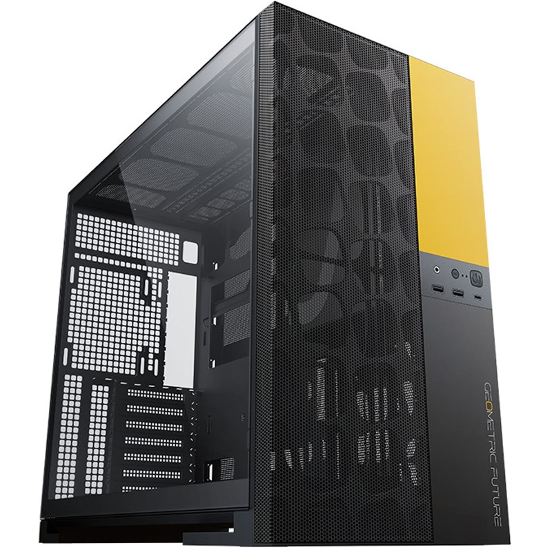 GF-M5-Vent-YBK ミドルタワーケース Geometric Future 対応マザーボードE-ATX/ATX/Micro-ATX/ITX ブラック色   GF-M5-Vent-YBK