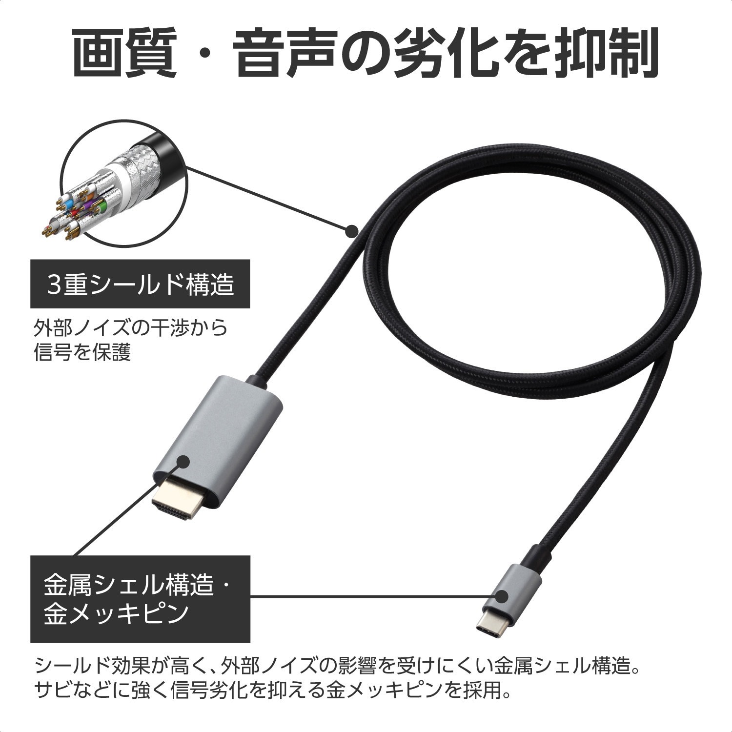 ECCAC-CHDMI10B USB Type-C - HDMI 変換ケーブル ( USB-C プラグ to