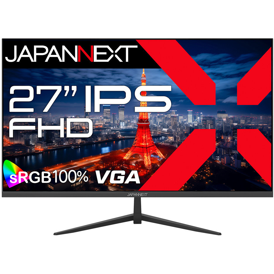 JN-IPS271FHD 液晶ディスプレイ 27型/1920×1080/HDMI×1、VGA×1/ブラック/スピーカー有/2年保証 JAPANNEXT パネル駆動方式IPS(ADS) リフレッシュレート100Hz JN-IPS271FHD