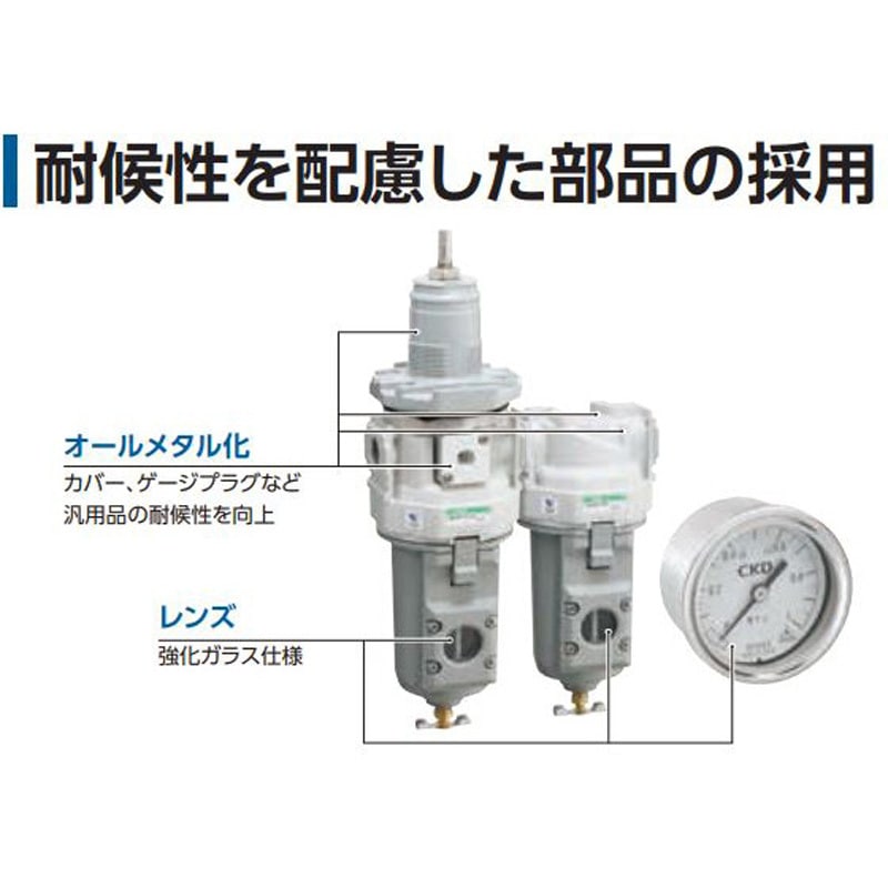 CKD リバースフィルタレギュレータ 白色 W8100-20N-W-X1-J1-BW CKD リバースフィルタレギュレータ 白色 W8100-20G-W-X1-J1-A20GW