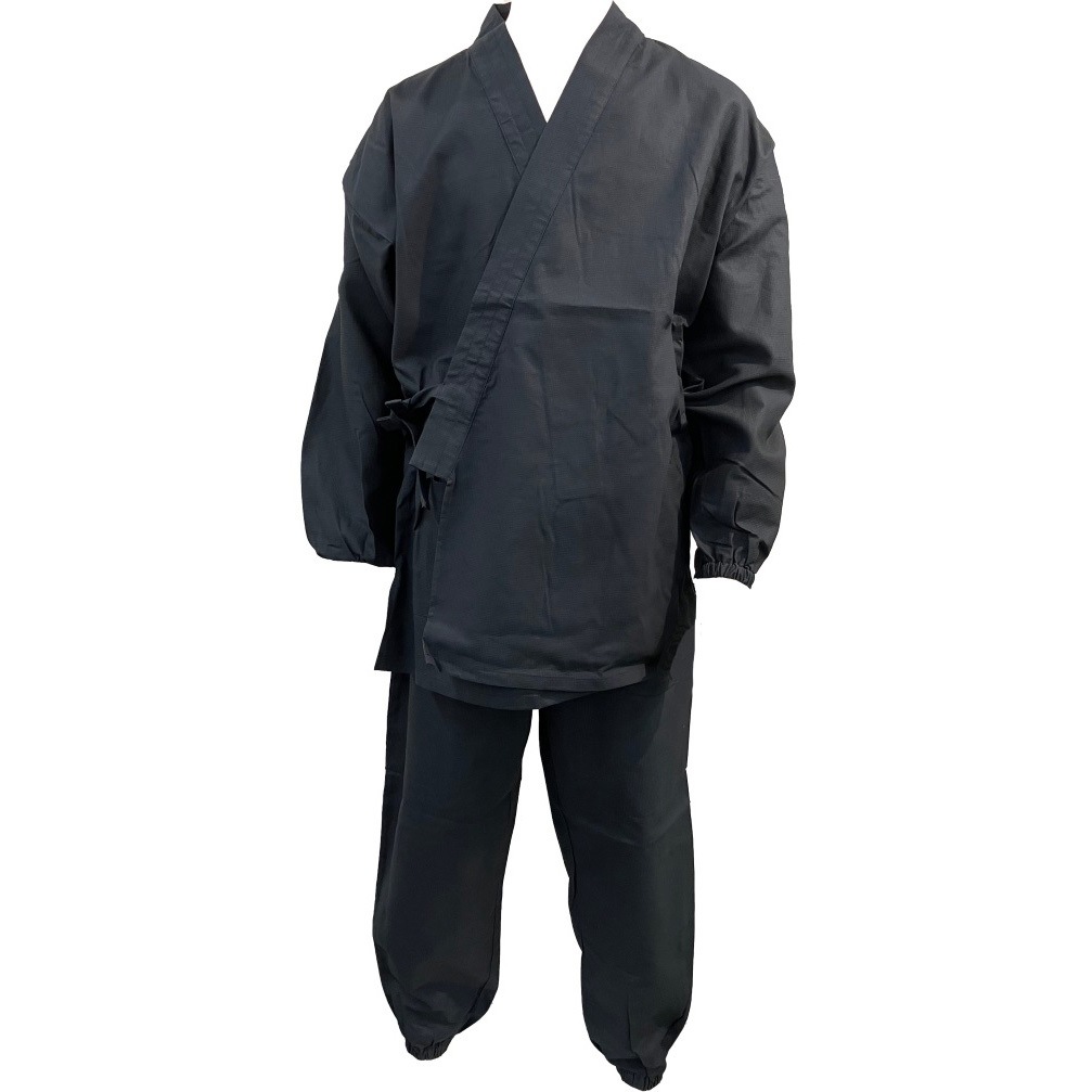 1114330 NE5 4L 長袖蜂巣織作務衣 希楽者 綿100% ブラック 4L 1着 ブルーメイト 【通販モノタロウ】防護服・保護服・特殊服