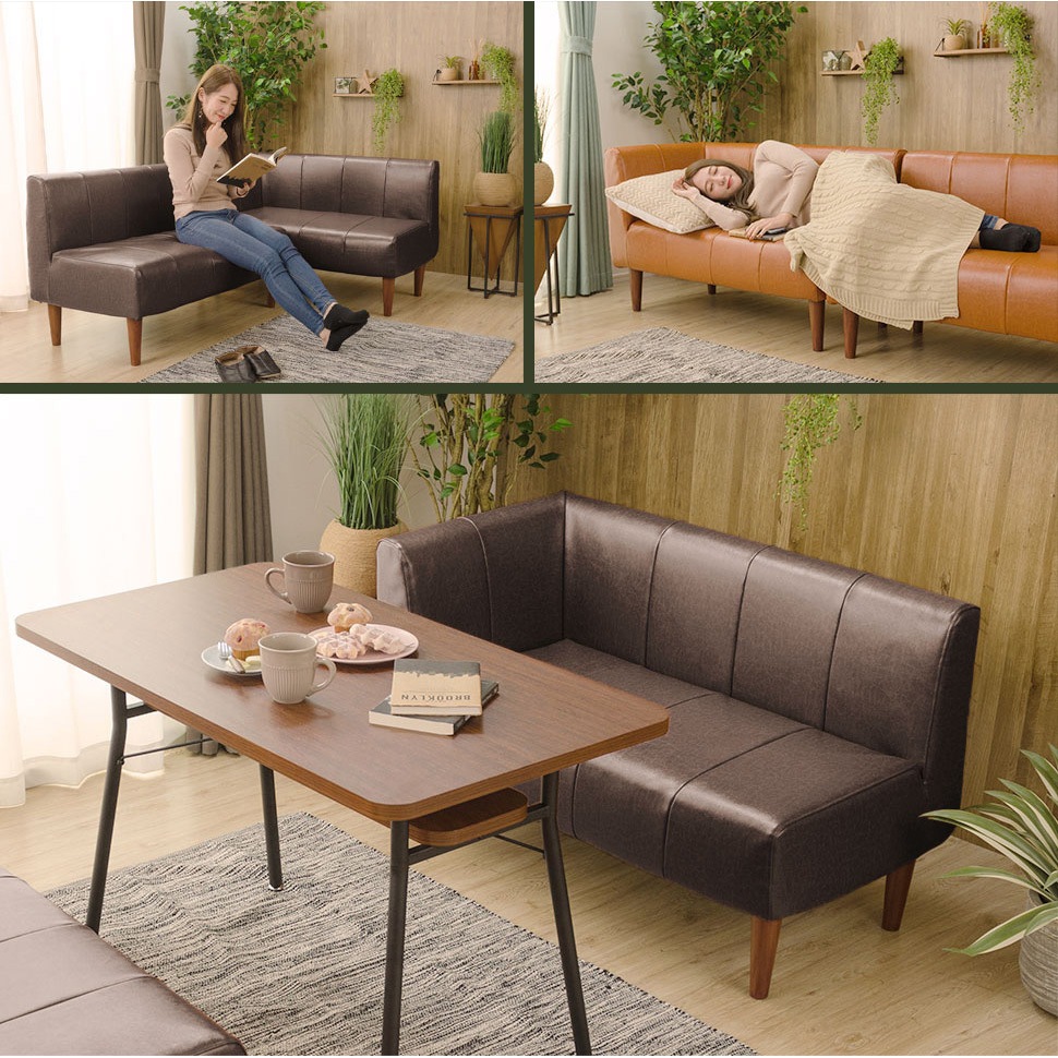 A1056p-RC-678DBR ダイニングソファ セルタン ダークブラウン色 右