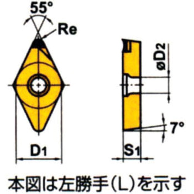 三菱マテリアル チップ (10個入り) DCMT11T304 UE6110 (旋削用インサート) DCMW11T304-HTI10 | 三菱マテリアル・DCMW・55°ひし形・ポジ・穴有