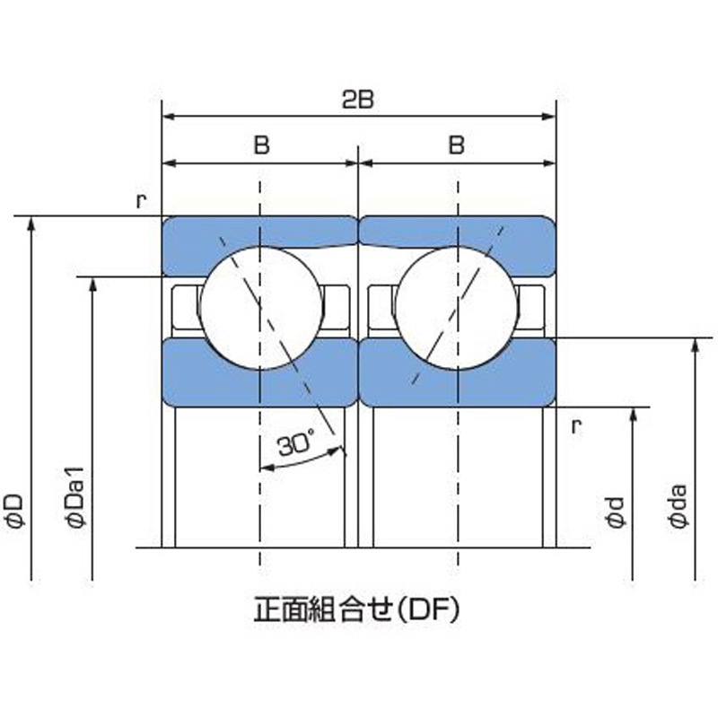 7204XYS1DF/GMP5 アンギュラ玉軸受 接触角30° 7200番台 2個組合せ 小径ボールねじサポート NACHI(不二越) 開放型 ラジアル 複列正面組合せ 内径20mm外径47mm幅28mm