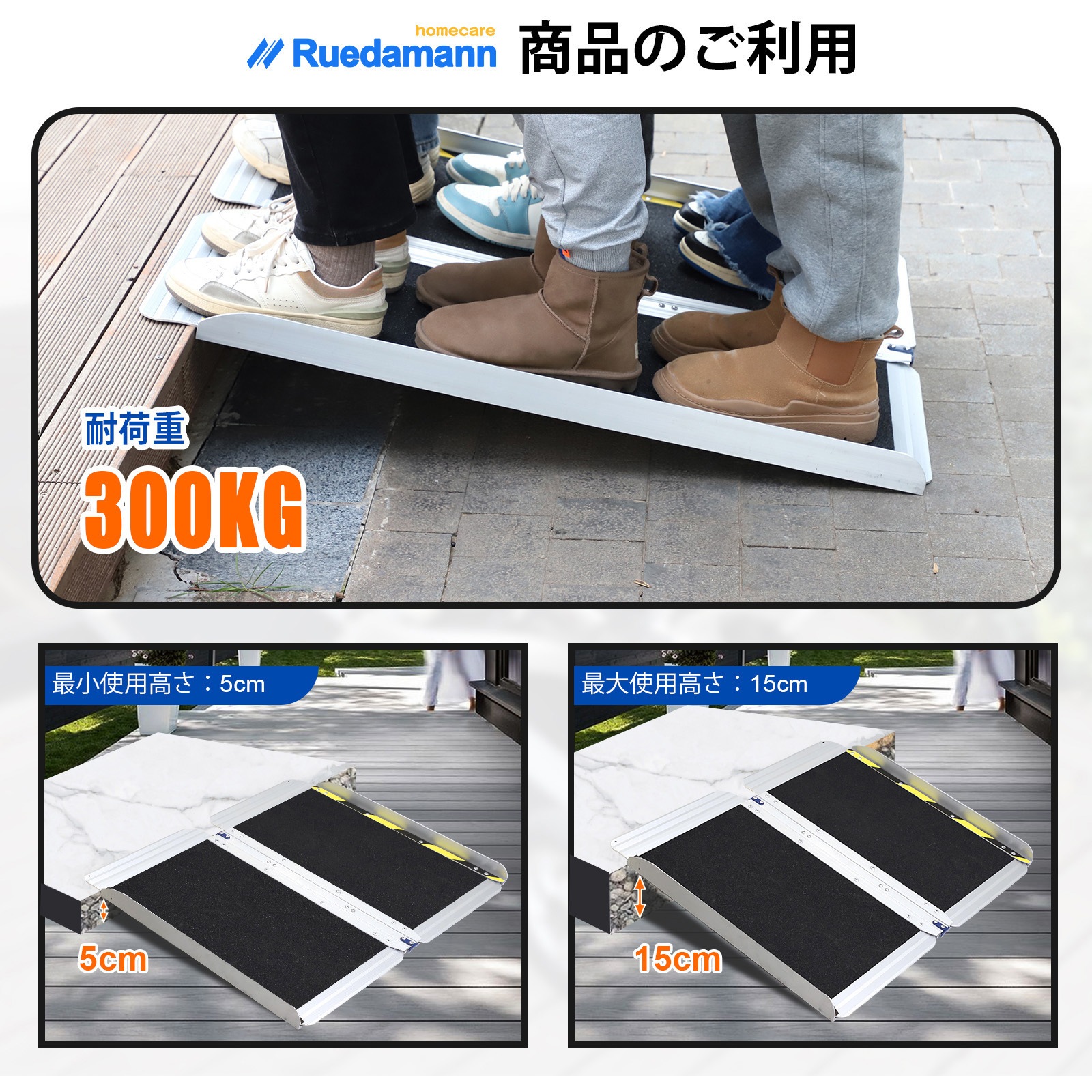MR607MW-MO-2S 折り畳み式車椅子用スロープ Ruedamann 全長610mm