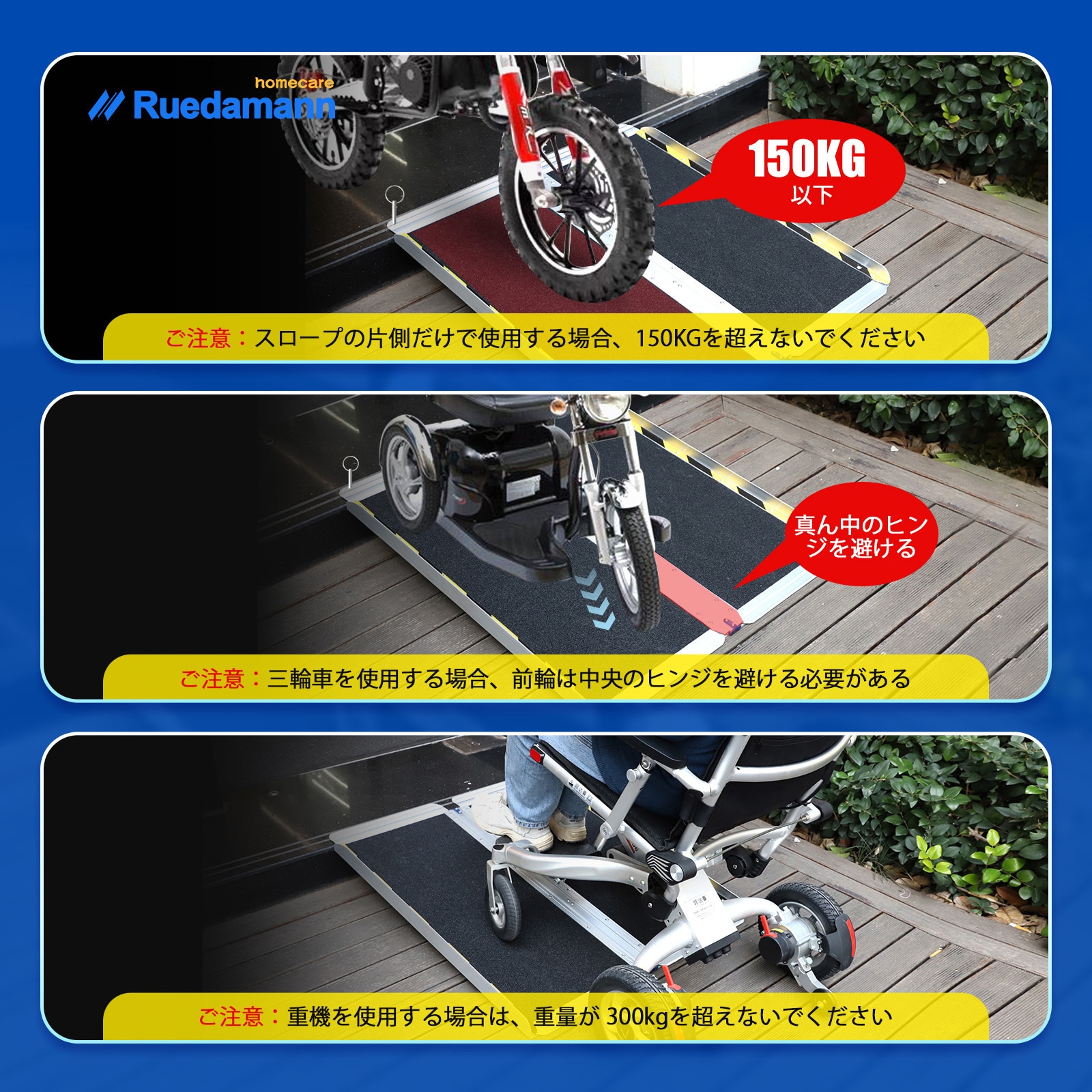 MR607MW-MO-2S 折り畳み式車椅子用スロープ Ruedamann 全長610mm